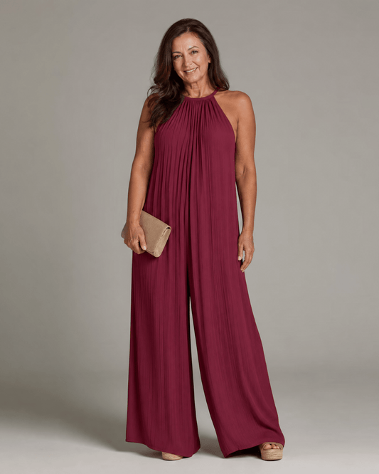 Sylvara | Enterizo de Pierna Ancha con Escote Halter