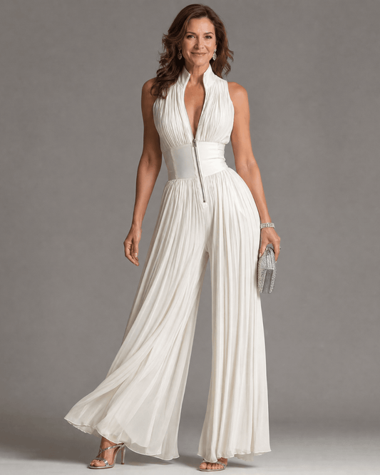 Zakira | Enterizo con Escote Halter y Pierna Ancha