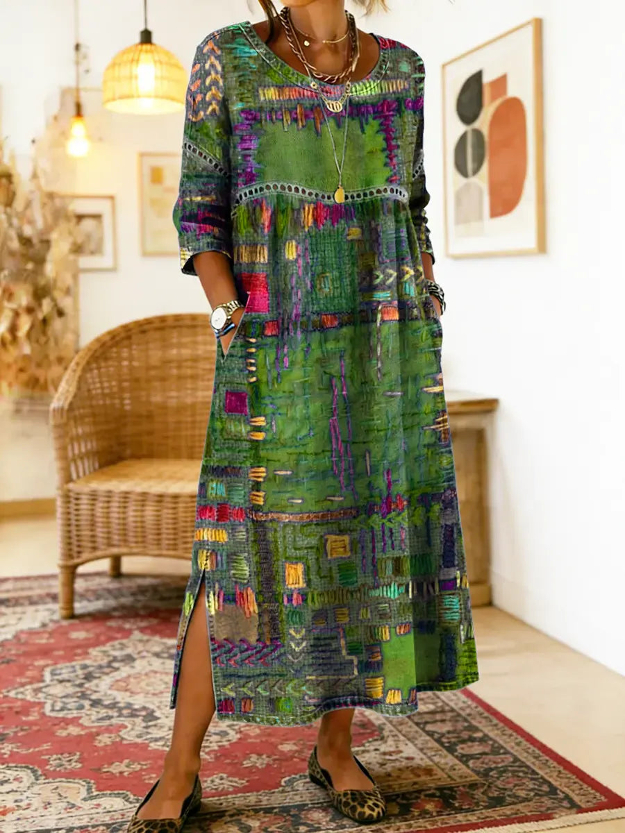 Manuela | Vestido BOHO con Patchwork Étnico