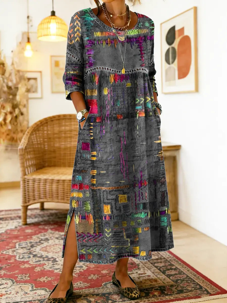 Manuela | Vestido BOHO con Patchwork Étnico