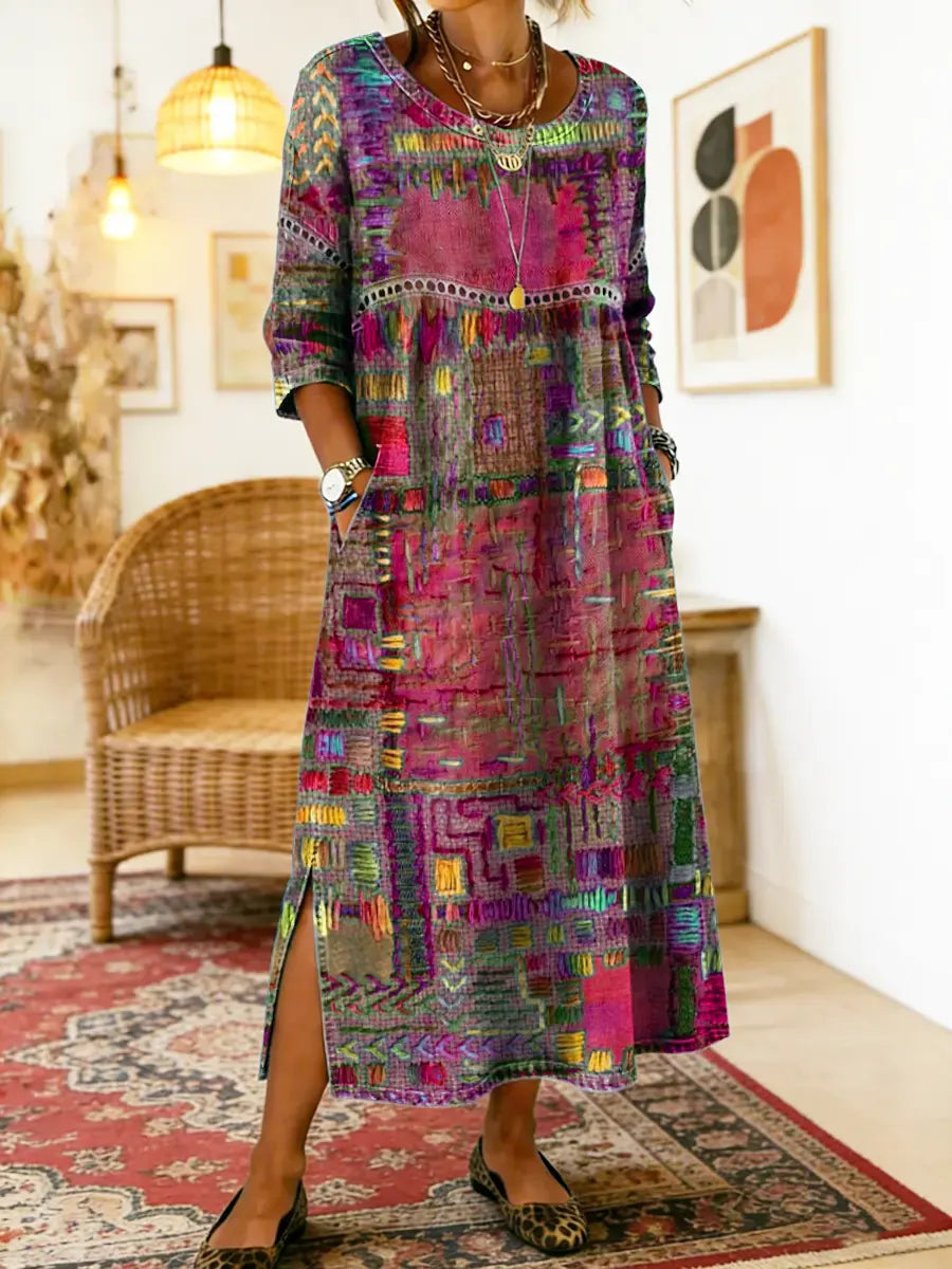 Manuela | Vestido BOHO con Patchwork Étnico
