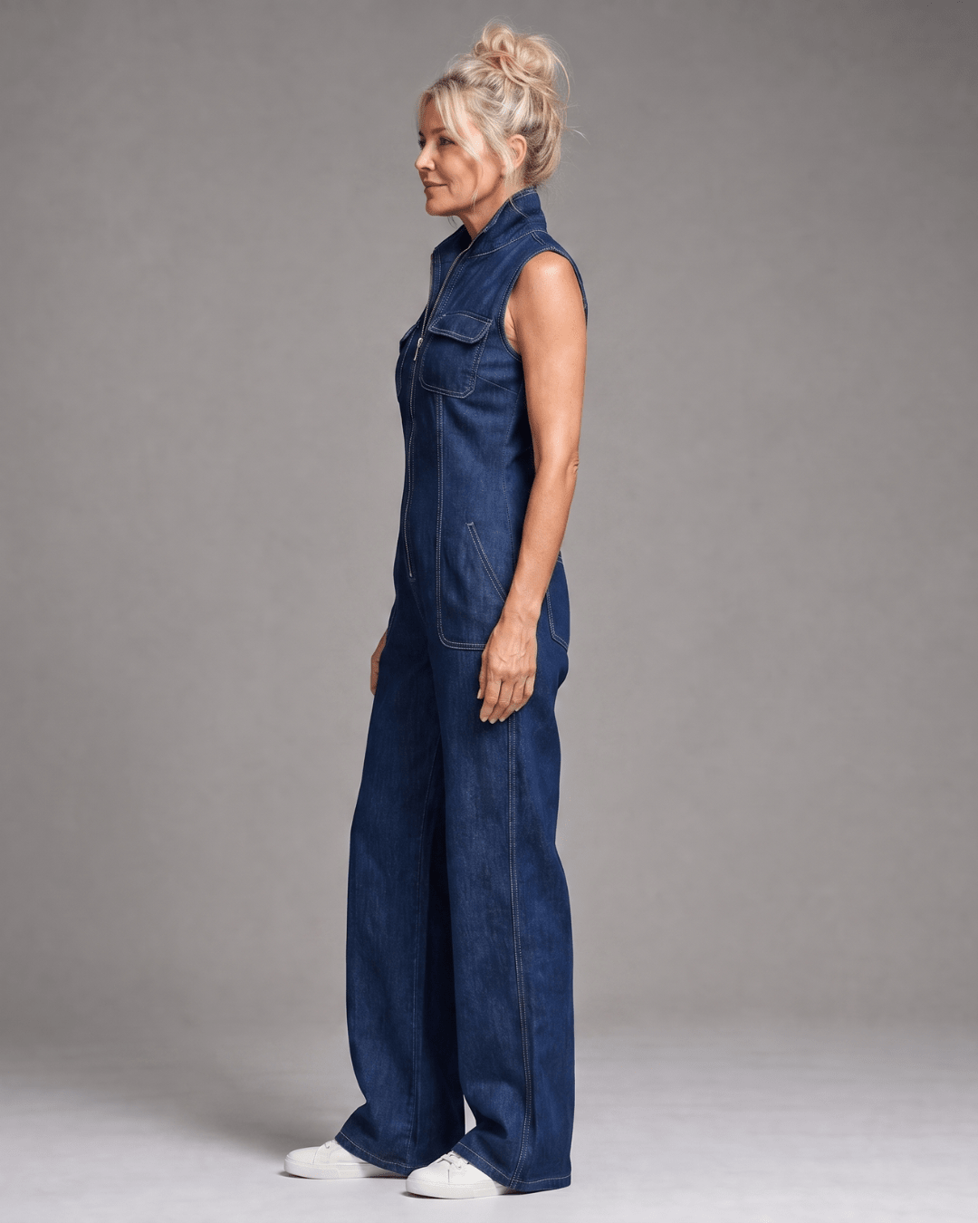 Samantha | Enterizo Denim de Pierna Ancha sin Mangas