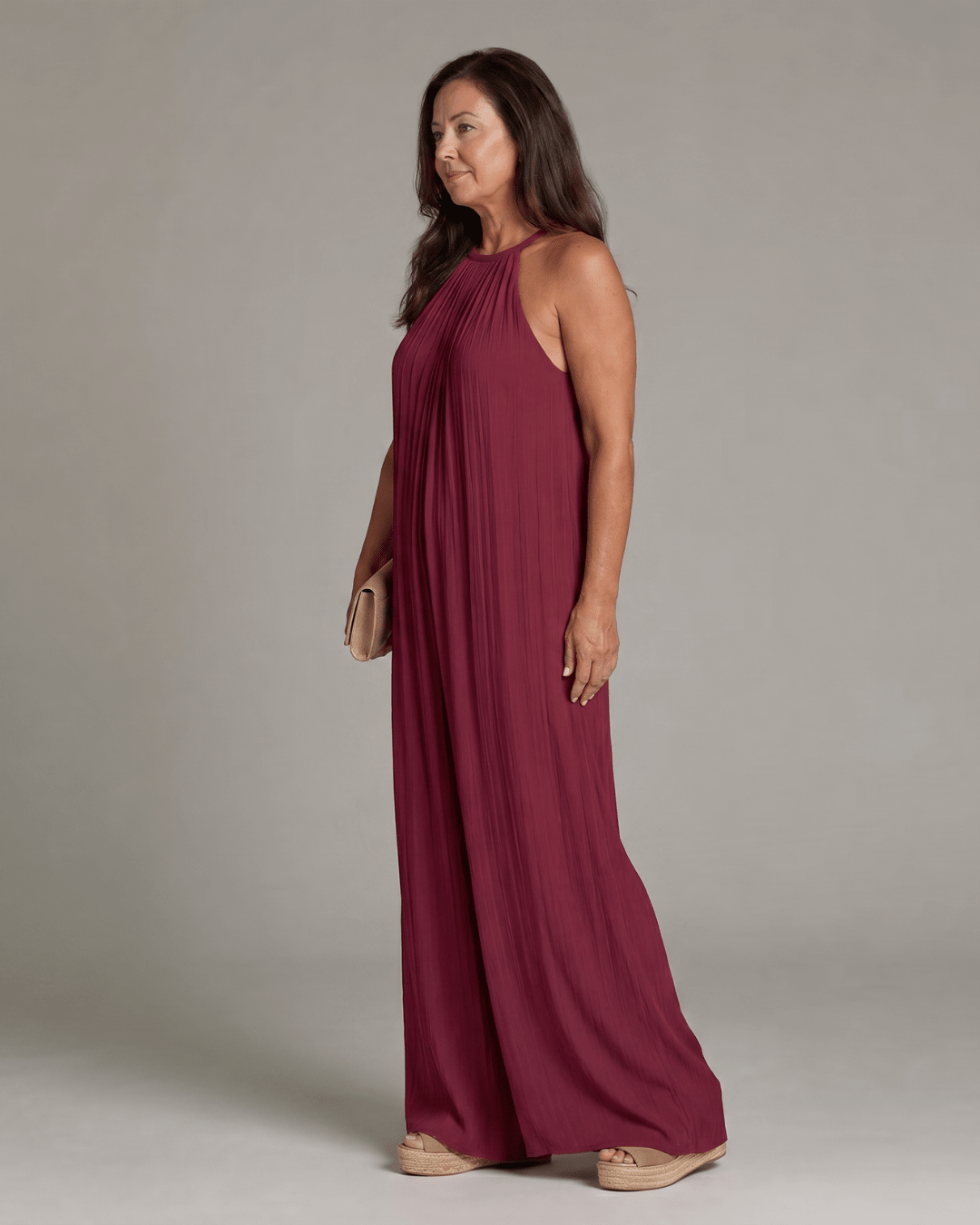 Sylvara | Enterizo de Pierna Ancha con Escote Halter