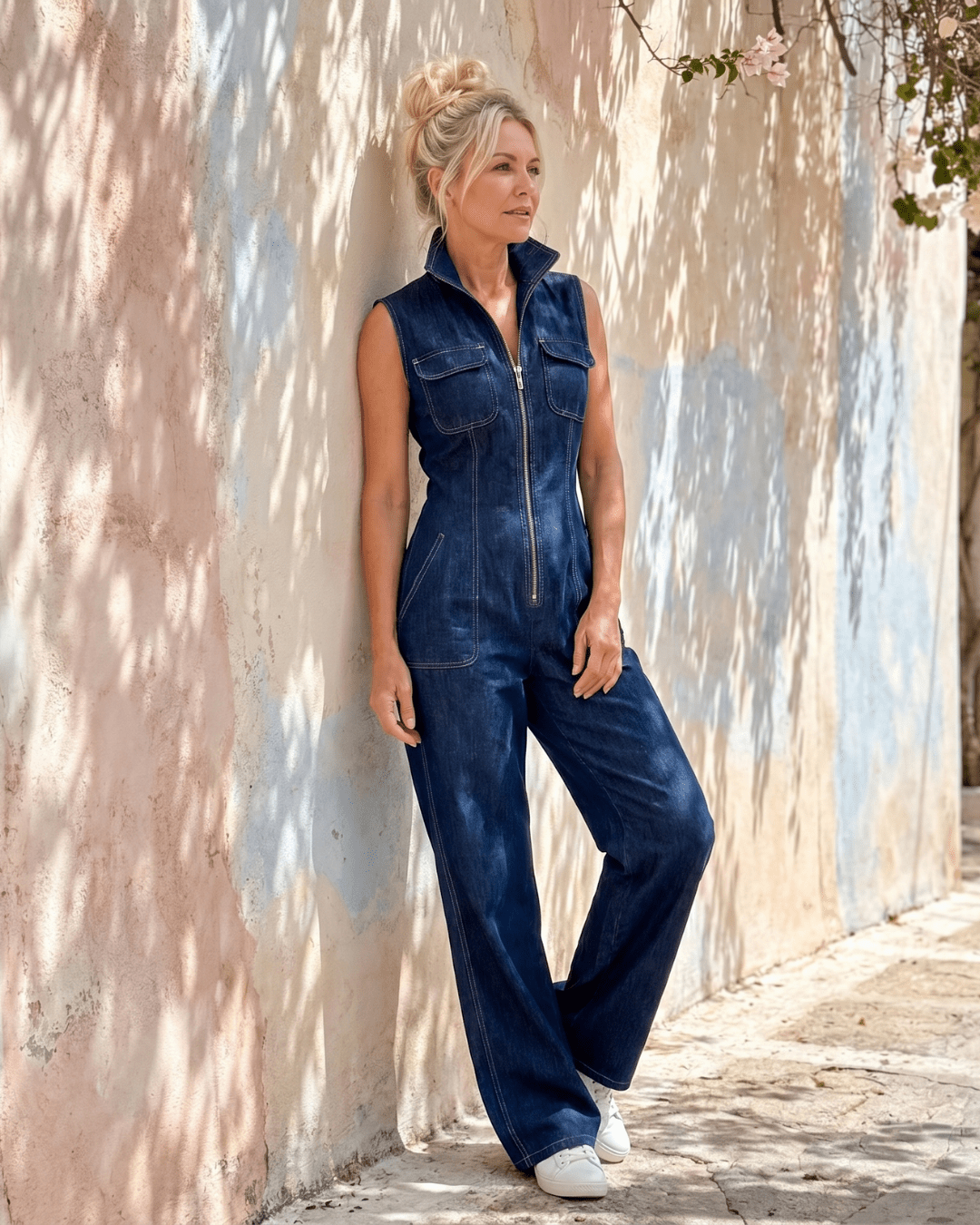 Samantha | Enterizo Denim de Pierna Ancha sin Mangas