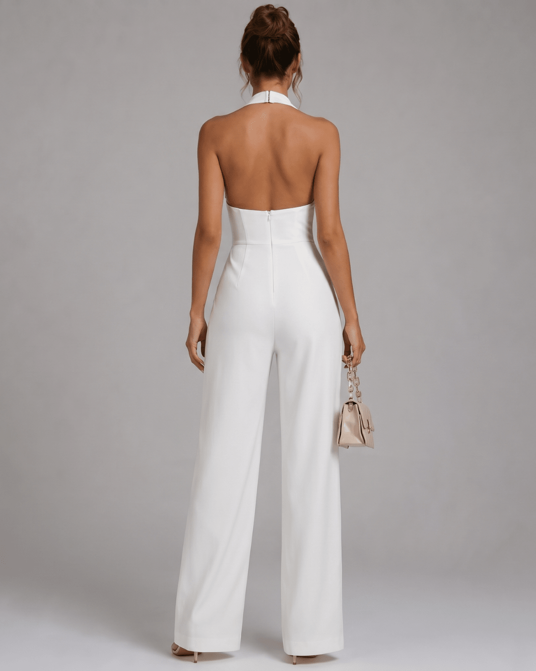 Nymera | Mono sin Mangas de Pierna Ancha con Escote Halter