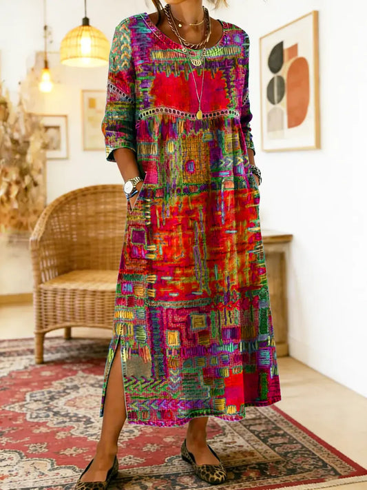 Manuela | Vestido BOHO con Patchwork Étnico