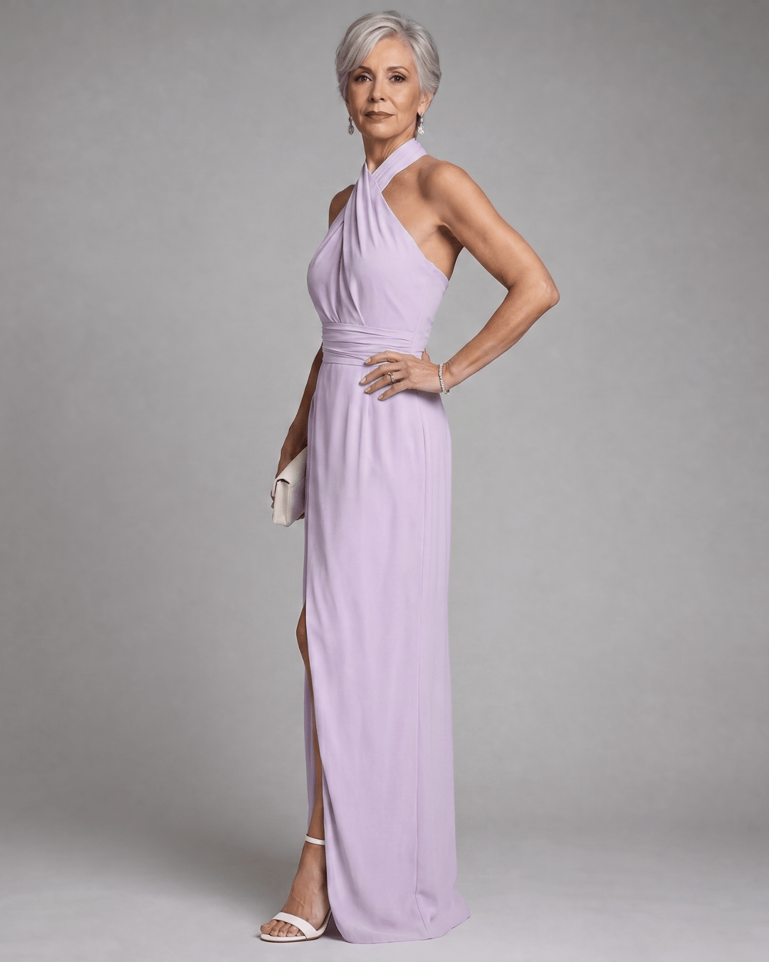 Velora | Vestido Midi con Cuello Halter Cruzado