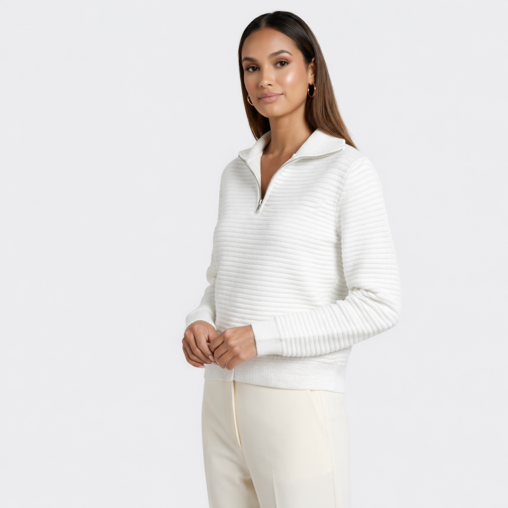 Helene | Jersey de Cuello en V con Cremallera