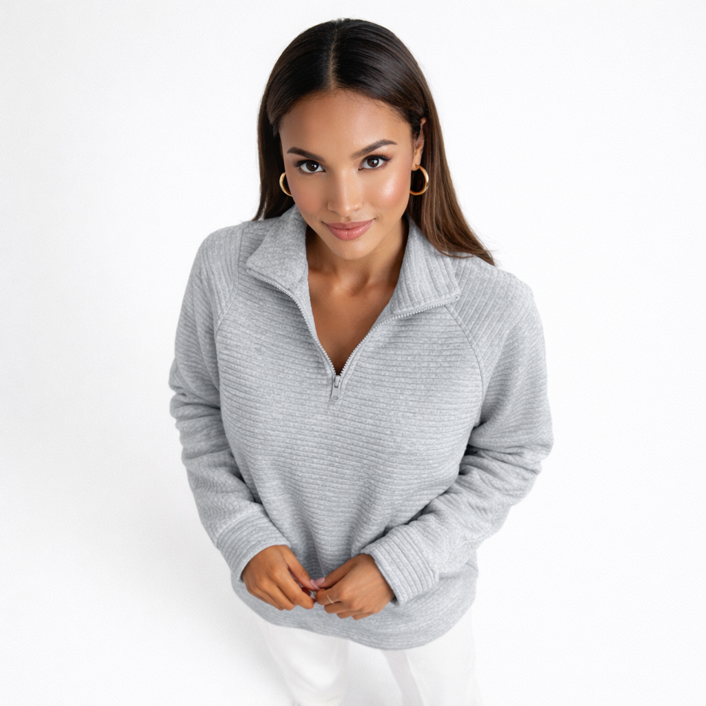 Helene | Jersey de Cuello en V con Cremallera