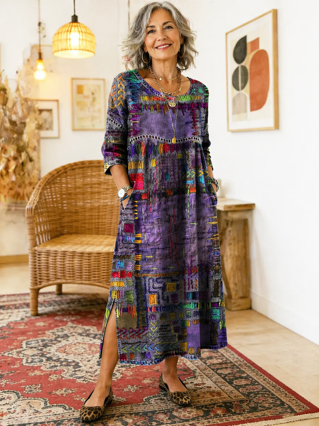 Manuela | Vestido BOHO con Patchwork Étnico