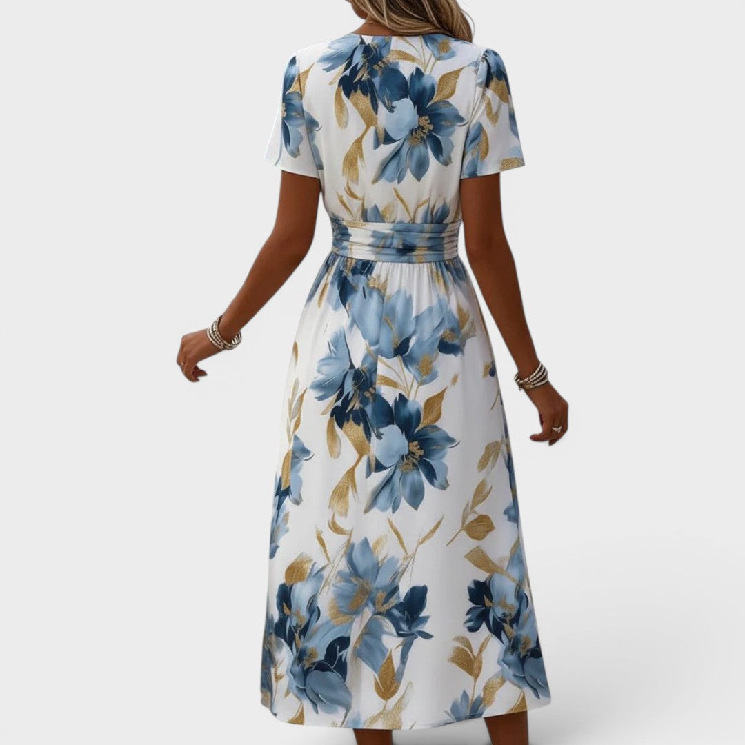 Elara | Vestido Midi con Banda Floral