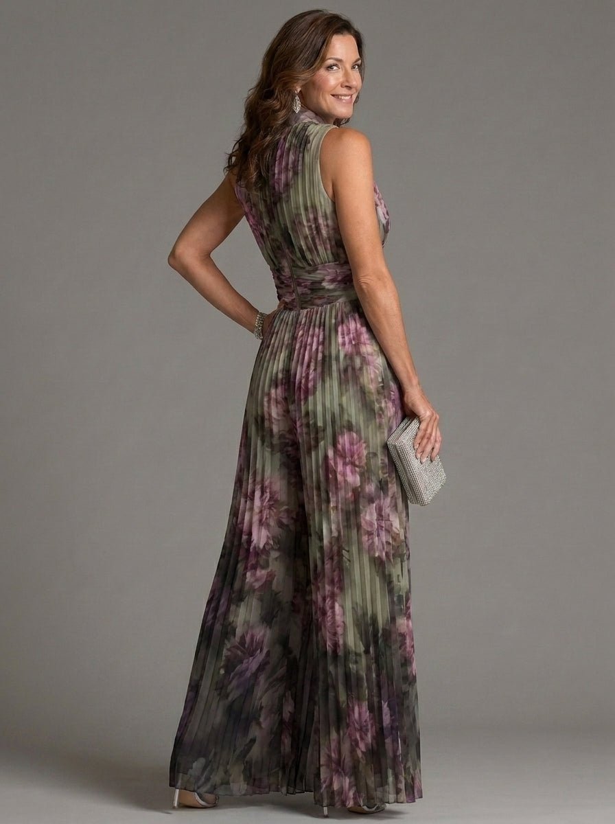 Zakira | Jumpsuit Floral con Escote Halter y Pierna Ancha