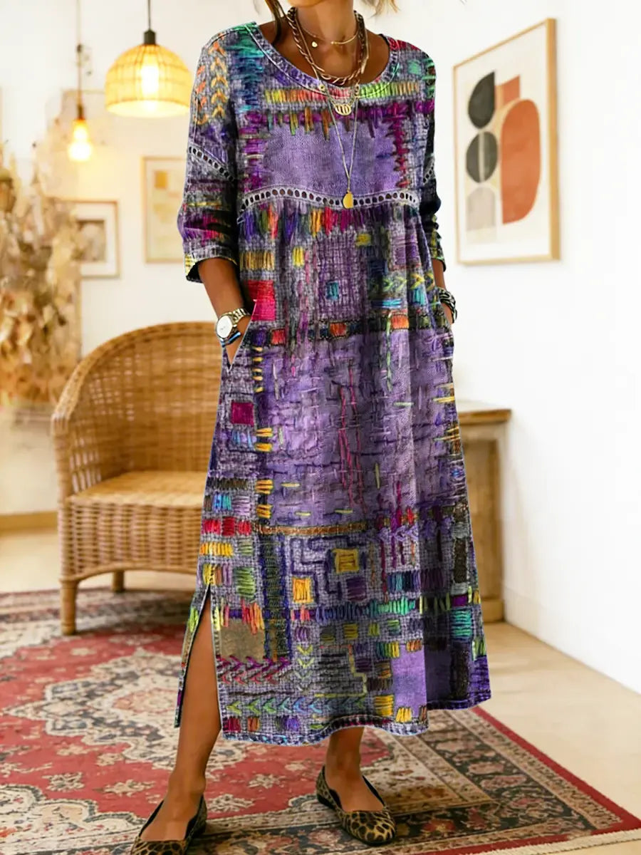 Manuela | Vestido BOHO con Patchwork Étnico