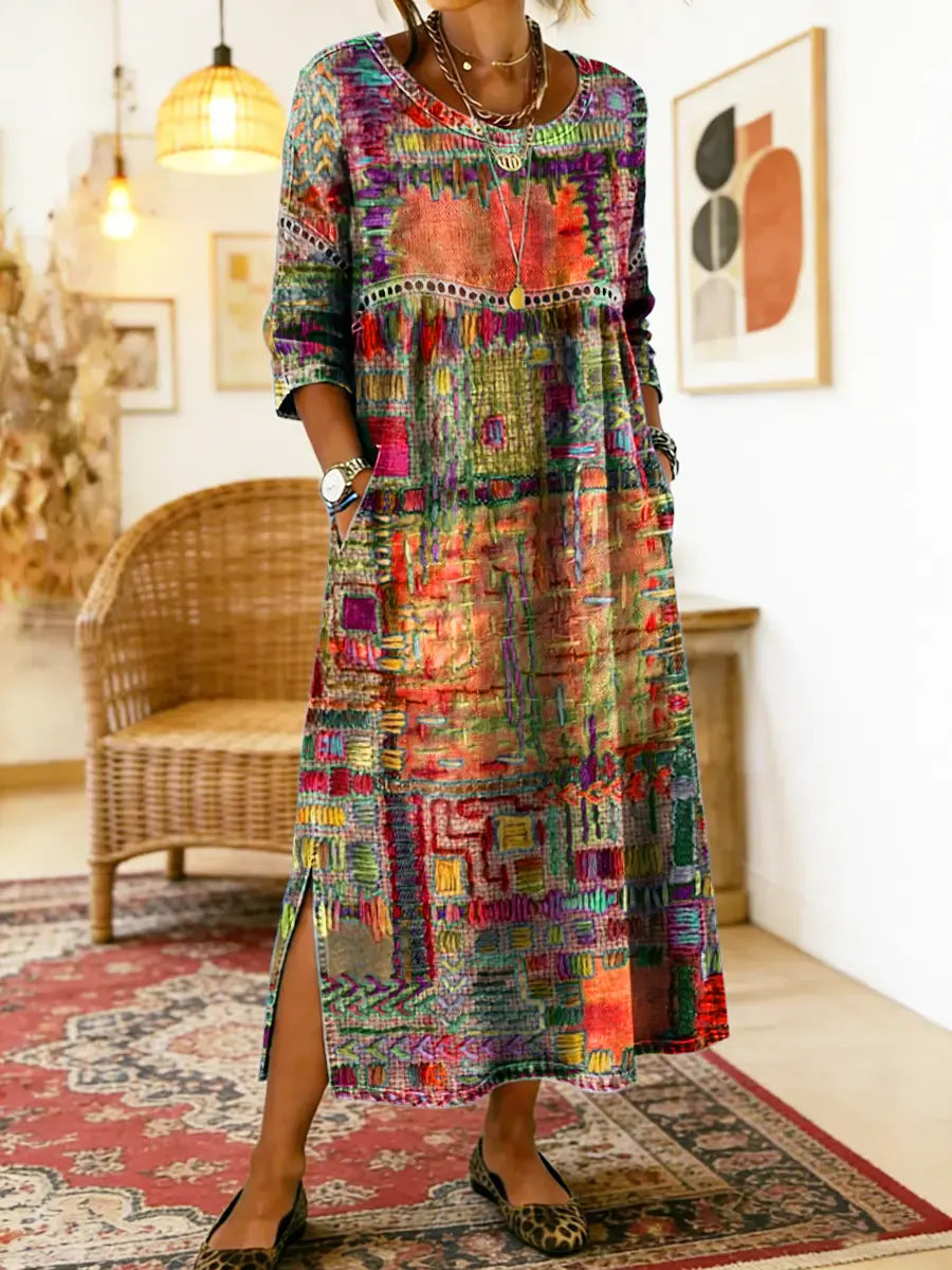 Manuela | Vestido BOHO con Patchwork Étnico
