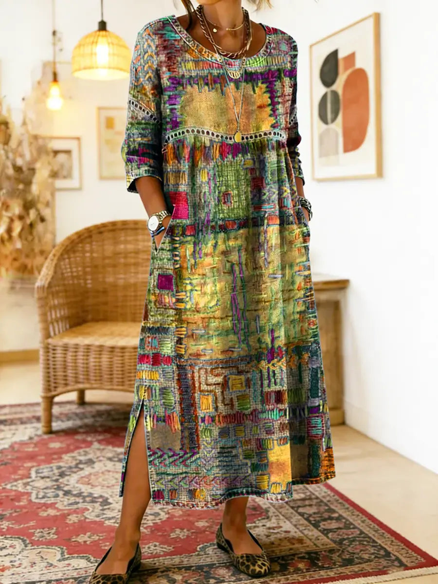 Manuela | Vestido BOHO con Patchwork Étnico