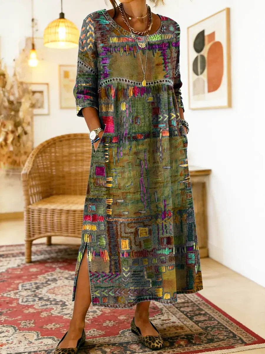 Manuela | Vestido BOHO con Patchwork Étnico