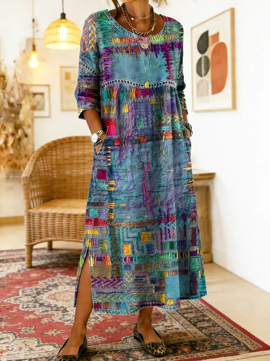 Manuela | Vestido BOHO con Patchwork Étnico