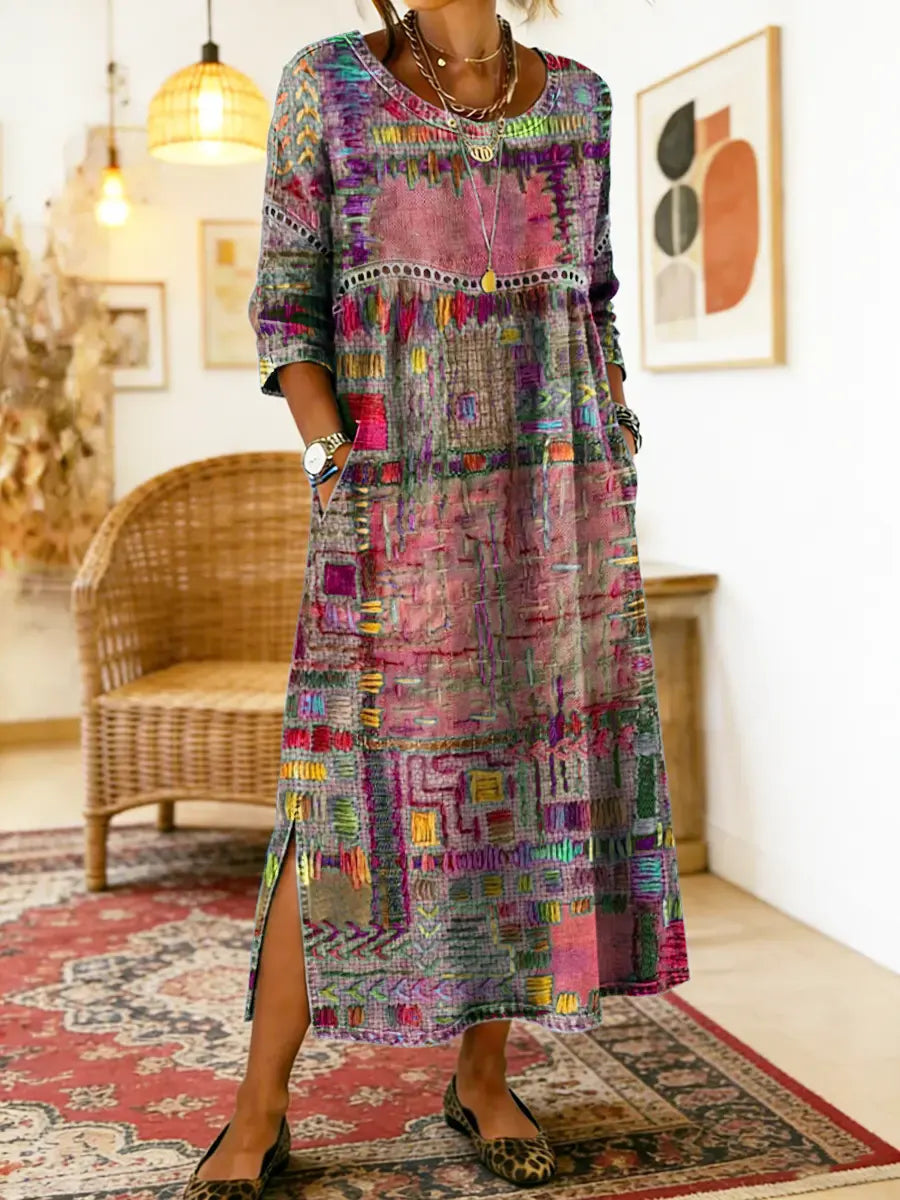Manuela | Vestido BOHO con Patchwork Étnico