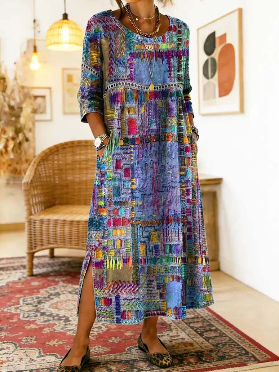 Manuela | Vestido BOHO con Patchwork Étnico