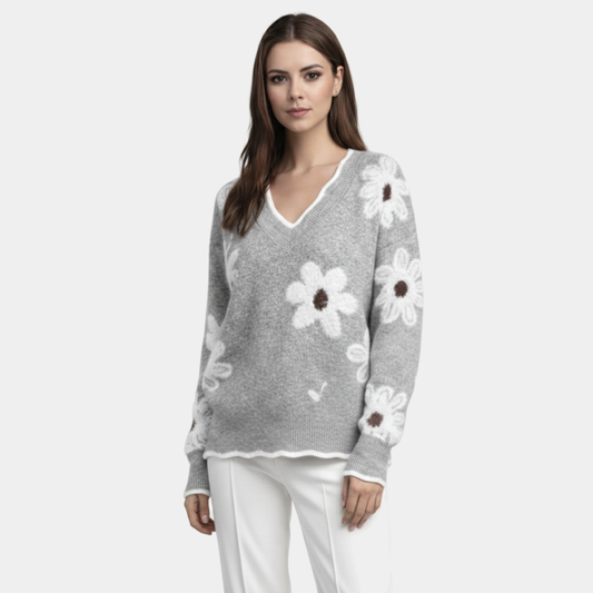 Thea | Jersey de mujer con flores blancas